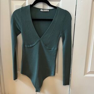 Abercrombie Green Long Sleeve Bodysuit